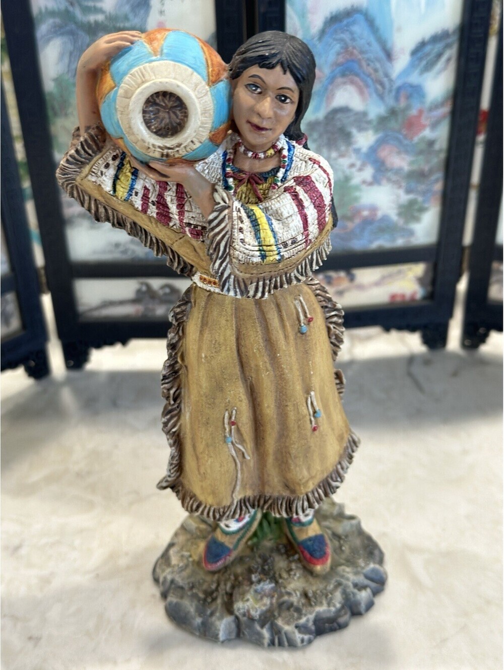 Vintage Russ Bertie The First Americans Passing Into The Womanhood Stamped 7.25”